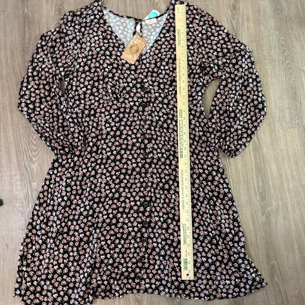 Mason & Belle Floral Long Sleeve Button Front Dress Women’s XXL Black Pink NWT - Picture 8 of 10